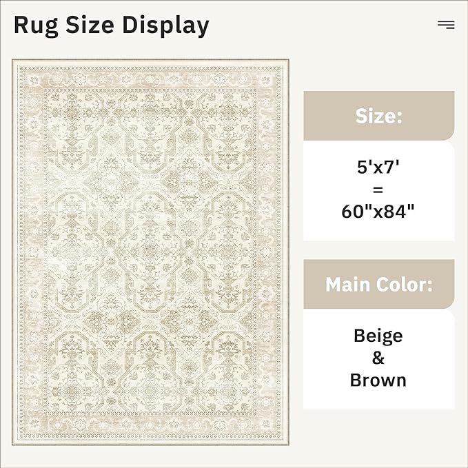 Soalmost Area Rugs 5x7, Washable Rug, Stain Resistant 5x7 Area Rugs - Image 5