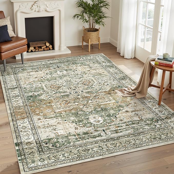 Soalmost 6x9 Area Rugs for Living Room Non-Slip Washable Rugs 6x9 Vintage Rug - Image 2