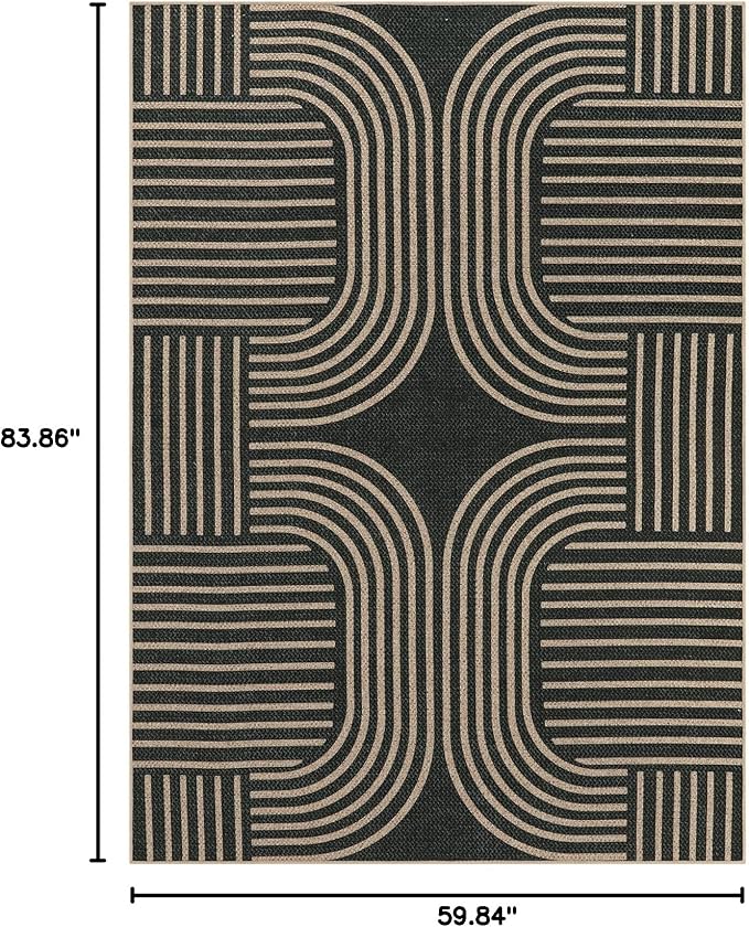 Lahome Enfys Modern Geometric Outdoor Easy Jute Rug, 5x7 Patio Living Room Rug - Image 2