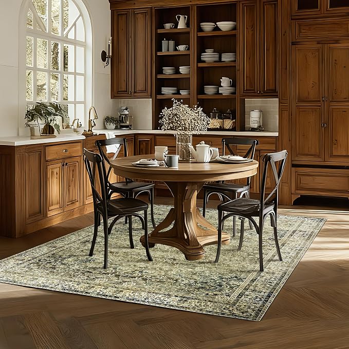 BILEEHOME Olive and Tan Rug for Bedroom Neutral Boho Farmhouse Floral - Image 8