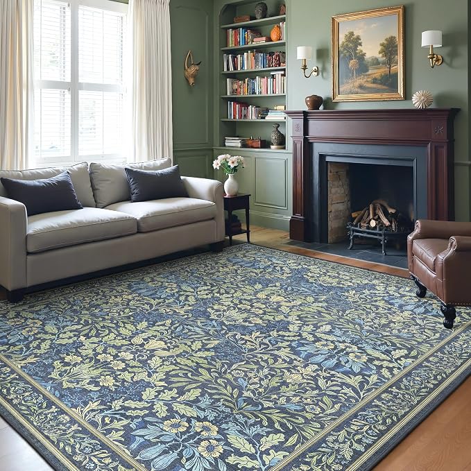GENIMO 6x9 Washable Area Rug, Non-Slip Vintage Boho Floral Carpet, Soft by GENIMO