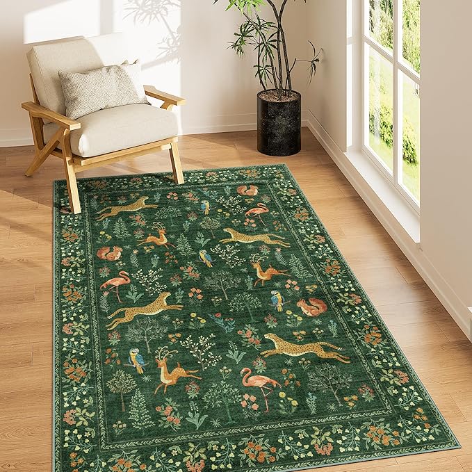 DUKINO 4x6 Rug, Washable Animal Area Rug by DUKINO