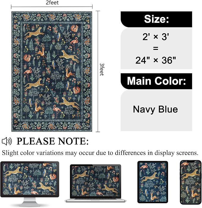 DUKINO 2x3 Rug, Washable Animal Rugs - Image 2