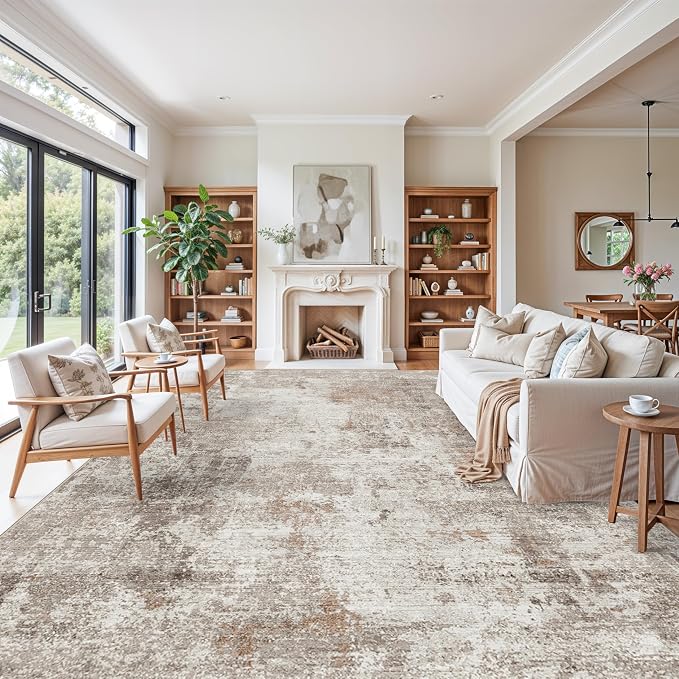 12x15 Area Rug for Living Room – Large Modern Neutral Abstract Thin Washable - Image 5