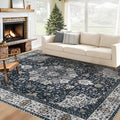 Area Rug 6x9 Washable Rug, Vintage Boho Medallion Rugs Non-Slip Soft Low Pile by VECARF