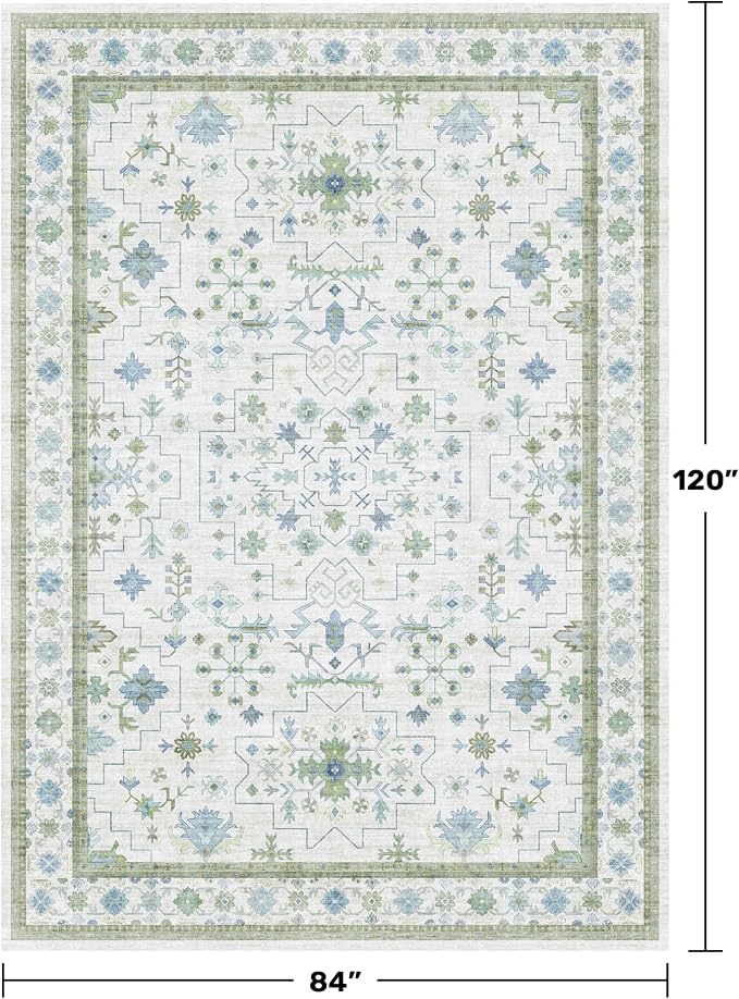 Hazo Haus Blue and Green Living Room Rug 7x10 - Image 2