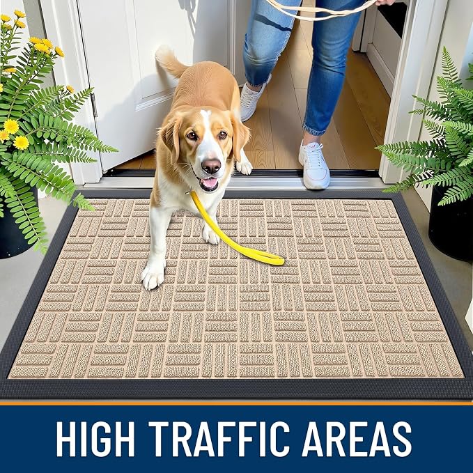 OLANLY Front Door Mat Outside Entrance 33x21, Heavy Duty Sturdy Natural Rubber - Image 6