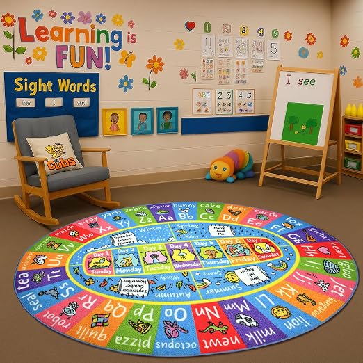 KC Cubs Educational Kids Rug – ABC Alphabet, Months & Days Learning Mat – Soft by KCCubsKidsHomeandFurnishing