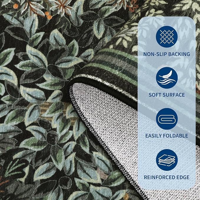 GarveeHome Forest Runner Rug 2.5x10, Botanical Low Pile Non Slip Stain - Image 6