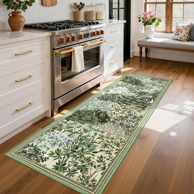 GarveeHome Forest Runner Rug 2.5x10, Botanical Low Pile Non Slip Stain - Image 2