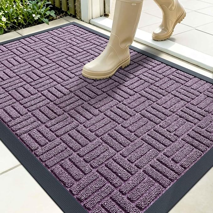OLANLY Front Door Mat Outside Entrance 35x23, Heavy Duty Sturdy Natural Rubber by OLANLY