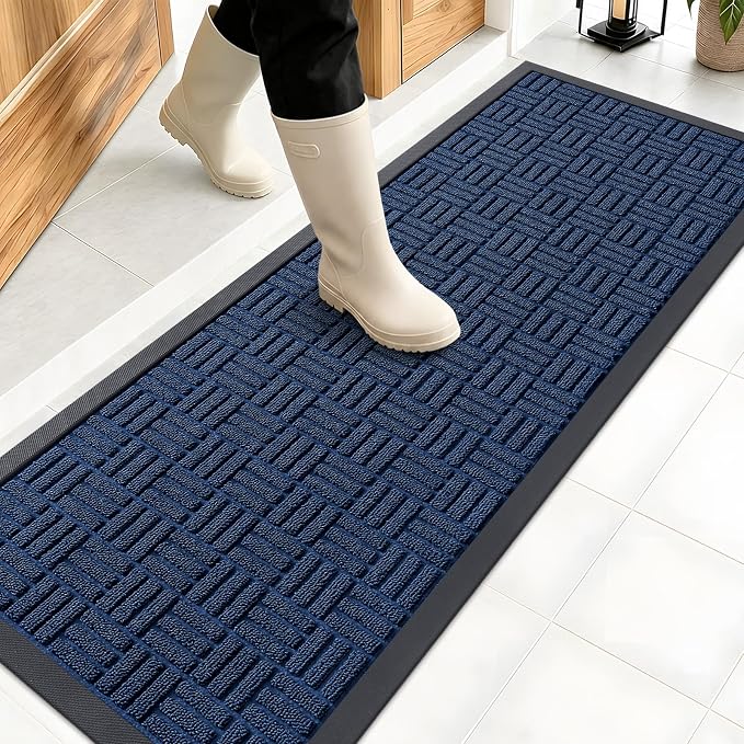 OLANLY Front Door Mat Outside Entrance 47x17, Heavy Duty Sturdy Natural Rubber by OLANLY