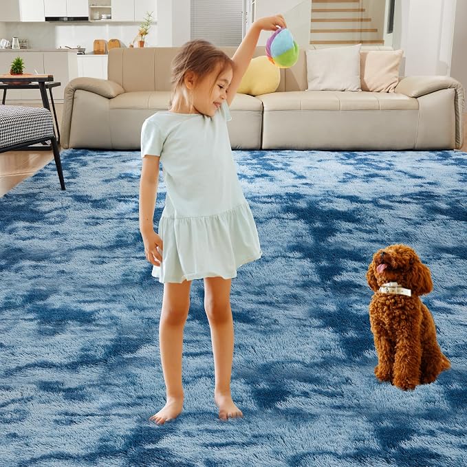 Ultra Soft Rug for Living Room, 9X12 Fluffy Shag Area Rug for Bedroom, Modern - Image 8