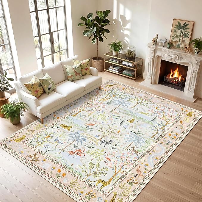 4x6 Whimsical Safari Nursery Area Rug Washable Non Slip Small Living Room Rugs - Image 9