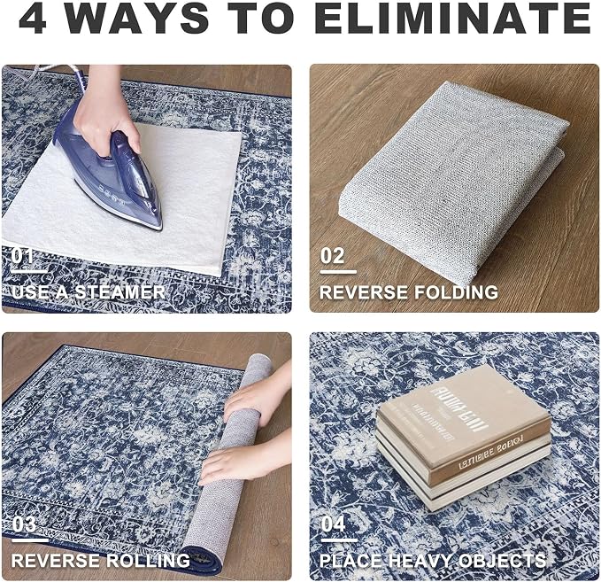 KILOCOCO Hallway Runner 2x6 Rug Runner Printed Vintage Floral Washable Kitchen - Image 4