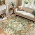 RELEANY Area Rugs 4'x6' Washable Non-Slip, Floral Vintage Distress Medallion by RELEANY