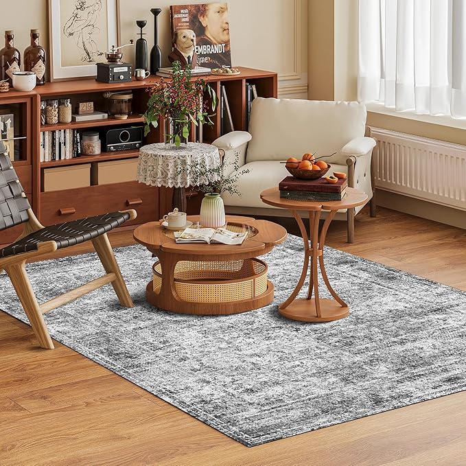 Washable Area Rug 4' x 6' Vintage Traditional Persian Mat - Image 2