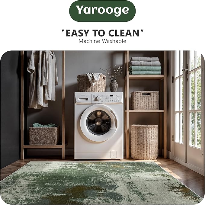 5x7 Area Rugs - Modern Abstract Washable Rug, Ultra Soft Non Slip Low Pile - Image 6