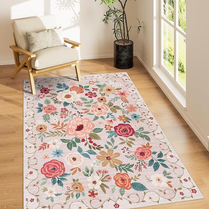 DUKINO 3x5 Area Rug, Floral Rugs by DUKINO