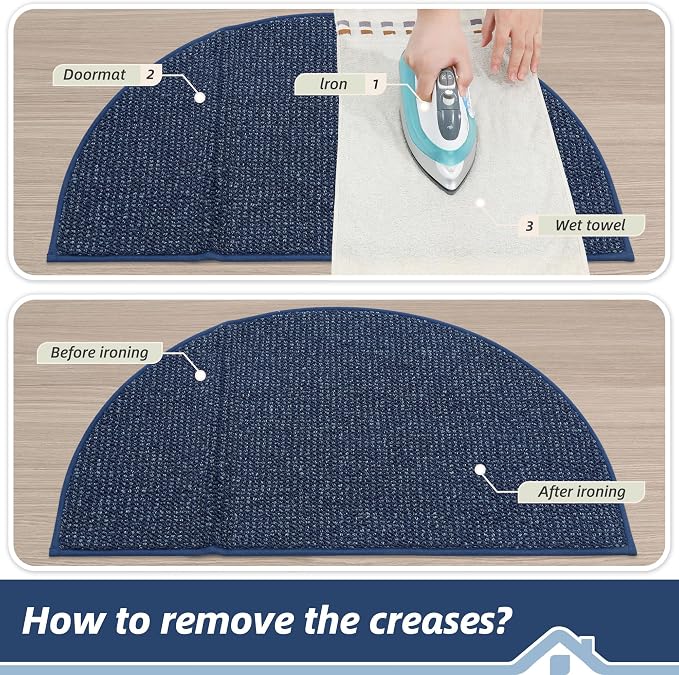 BEQHAUSE Dirt Trapper Door Mat 26" x 40" Half Circle Non-Slip Washable Doormats - Image 9