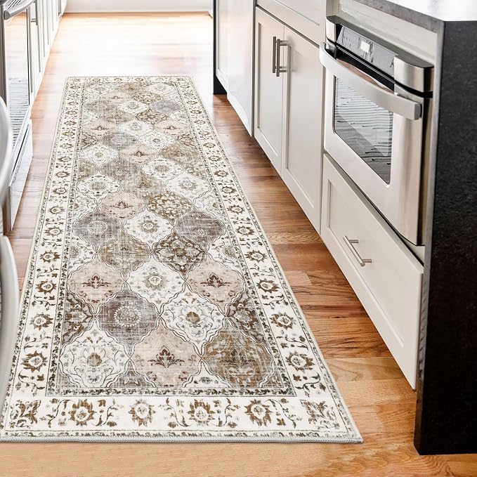 HEBE Hallway Runner Rug 2'x6' Washable Vintage Distressed Area Rugs Non Slip - Image 6