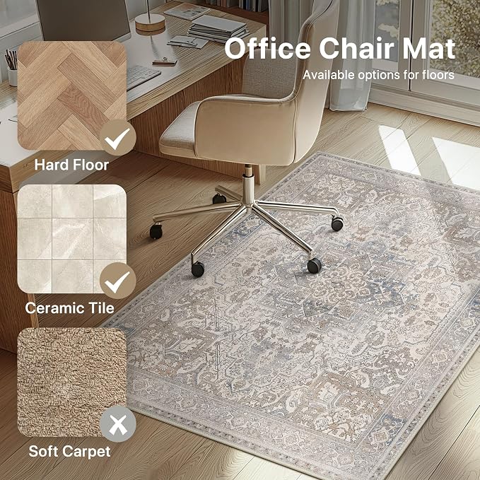 48"x60" Office Chair Mat for Hardwood Tile Floor, Under Desk Carpet Protector - Image 3