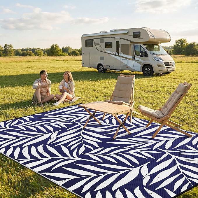 Smiry Outdoor Rug 8x10 ft, Waterproof Reversible Plastic Straw Rugs, Outdoor - Image 2