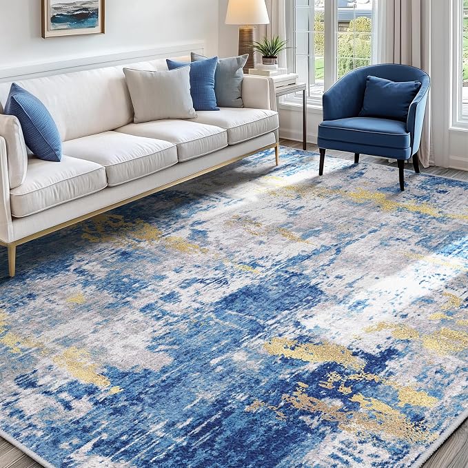 RELEANY Washable Area Rugs 6'x8' Non-Slip Modern Abstract Soft by RELEANY