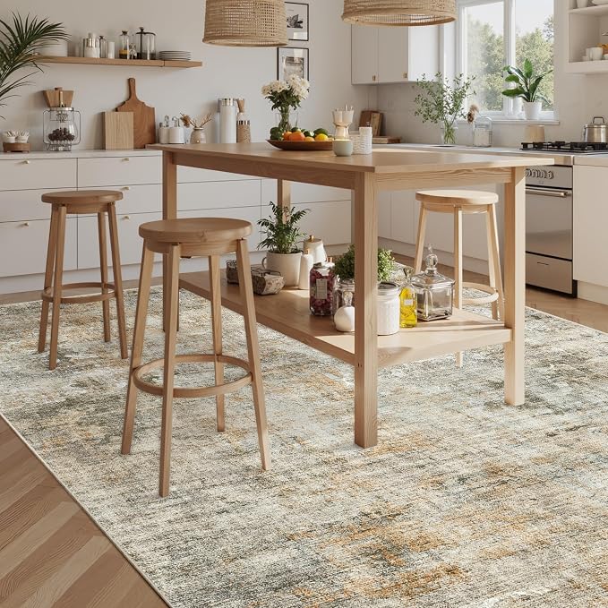 Soalmost Abstract Rug 8x10 Large Living Room Rugs Neutral Modern Washable Area - Image 3