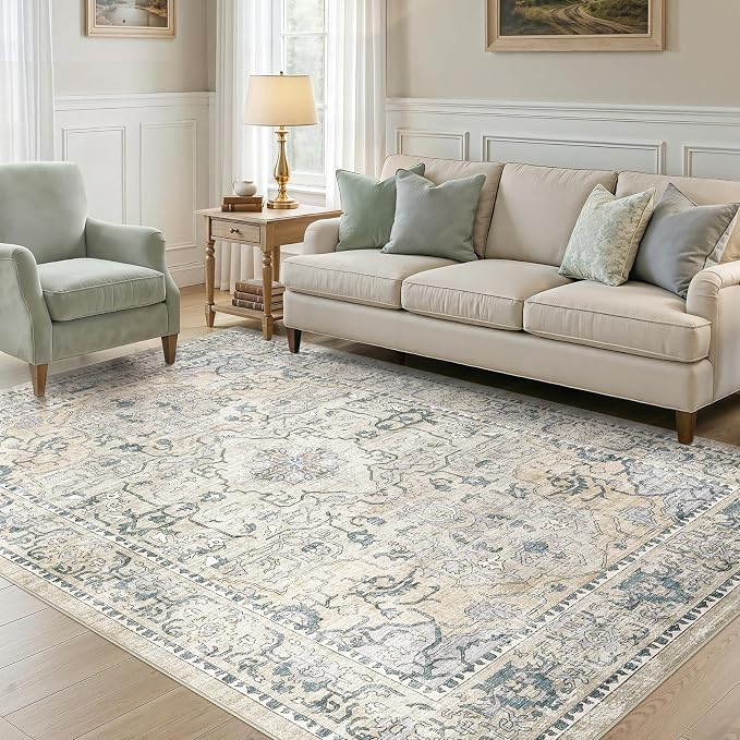 cotiled 9x12 Area Rug Machine Washable Vintage Carpet - Image 5