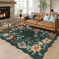 Lahome Floral Washable Living Room Rugs, 5x7 Green Area Rugs by Lahome