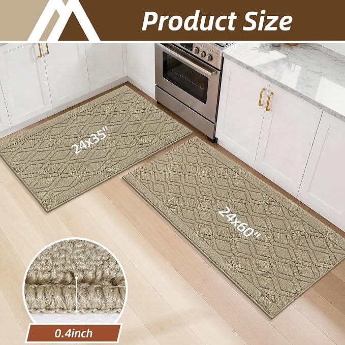 COSY HOMEER 60x24Inch/35X24Inch Kitchen Rugs Sets Non-Slip Washable Kitchen Mats - Image 9