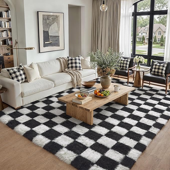 PureCozy Checkered Rug 8x10 for Living Room - Image 3