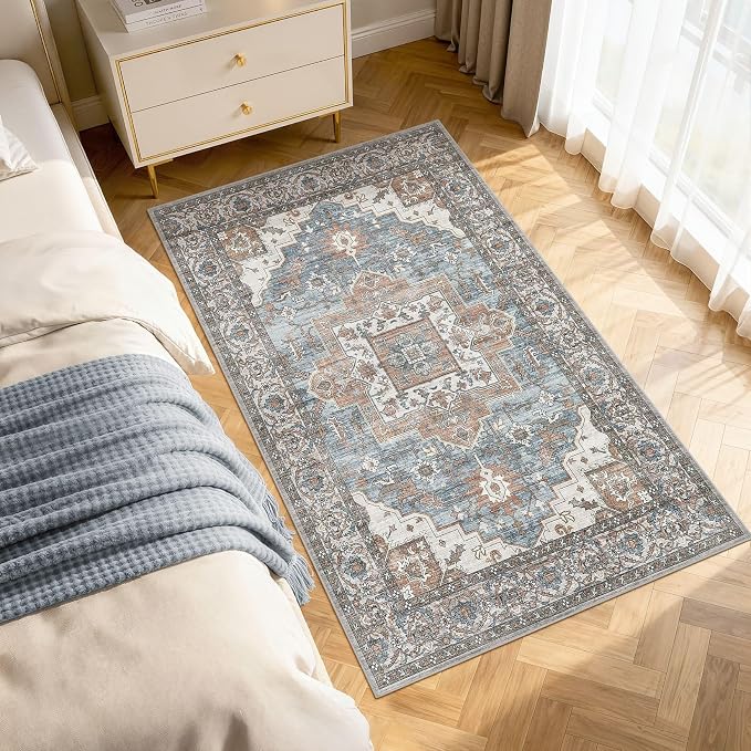 3x5 Area Rugs Living Room: Washable Vintage Rug Large Non-Slip Stain Resistant by JessibouAreaRug