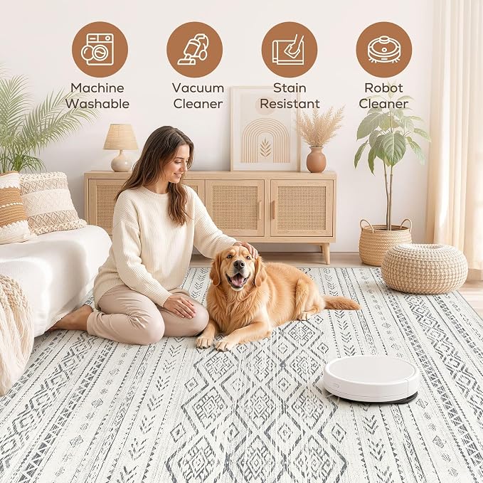 Nakagishi Area Rug Living Room Rugs: 9x12 Large Soft Machine Washable Boho - Image 3