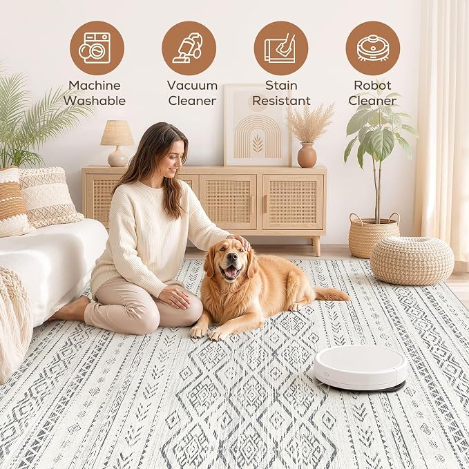 Nakagishi Area Rug Living Room Rugs: 6x9 Large Soft Machine Washable Boho - Image 3