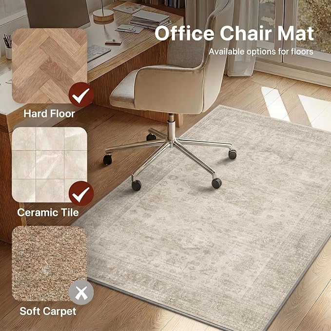 36"x60" Office Chair Mat for Hardwood Tile Floor, Under Desk Carpet Protector - Image 3