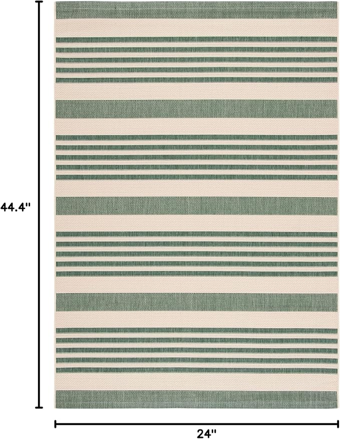SAFAVIEH Courtyard Collection 2' x 3'7" Beige/Dark Green CY6062 Nautical - Image 2