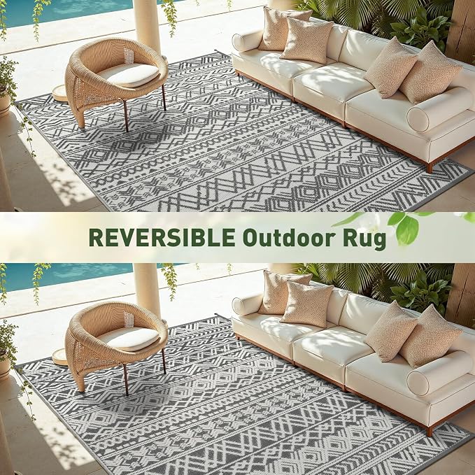 MontVoo Outdoor Rug Carpet Waterproof 5x8 Outdoor Patio Rug Mat Reverisble - Image 6
