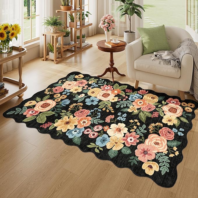 DUKINO 3x5 Area Rug, Floral Non-Slip Indoor Washable Rug - Image 3