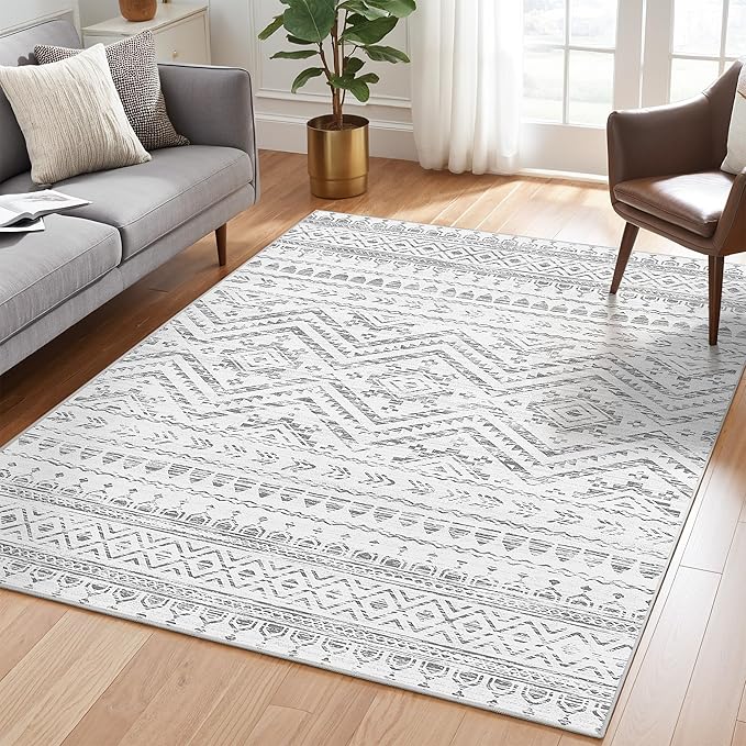 Miukiki 4x6 Area Rug for Living Room Moroccan Washable Rugs Non Slip Indoor by Miukiki