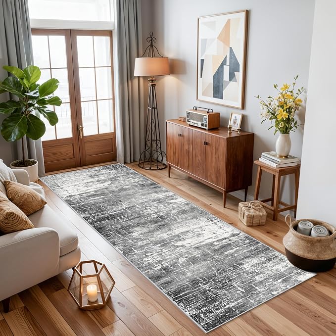 2x8 Washable Hallway Runner Rug: Abstract Stain Resistant Kitchen Rugs - Image 4