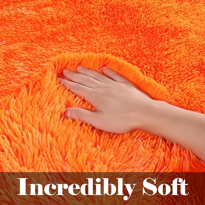 ONASAR Orange Rugs for Living Room Bedroom, 5x8 Fluffy Bedside Area Rug - Image 2