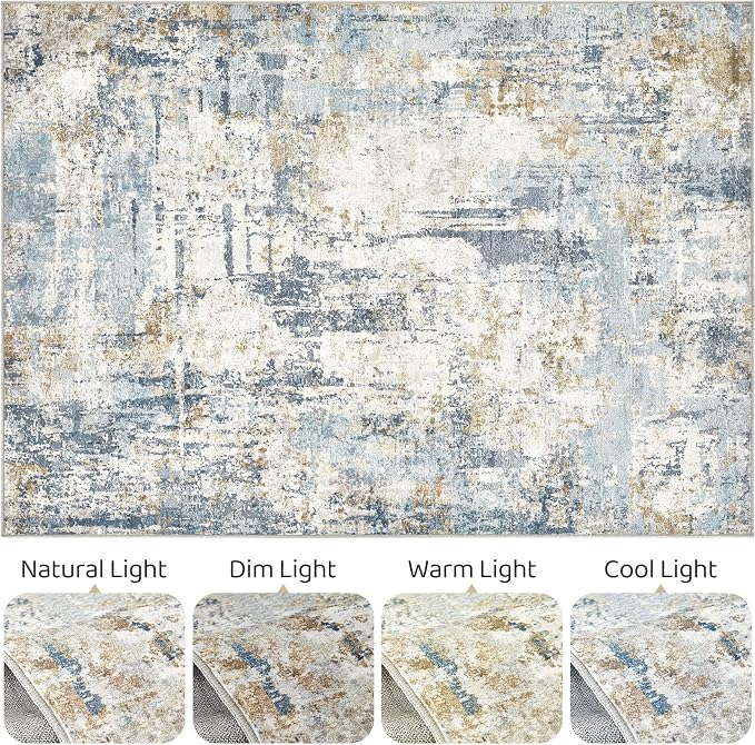 4x6 Rug Washable Area Rugs: Abstract Modern Soft Stain Resistant Indoor Floor - Image 9