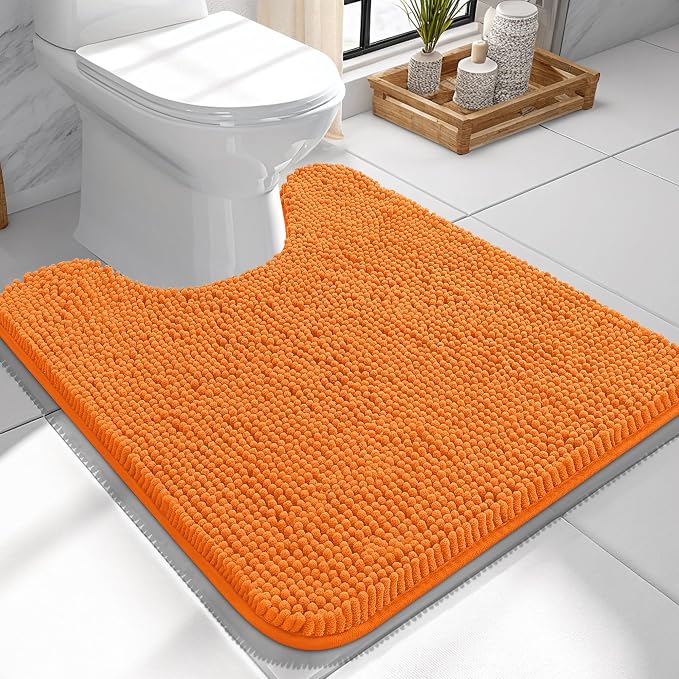 OLANLY Toilet Rugs U-Shaped 24x24, Extra Soft Absorbent Chenille Contour by OLANLY