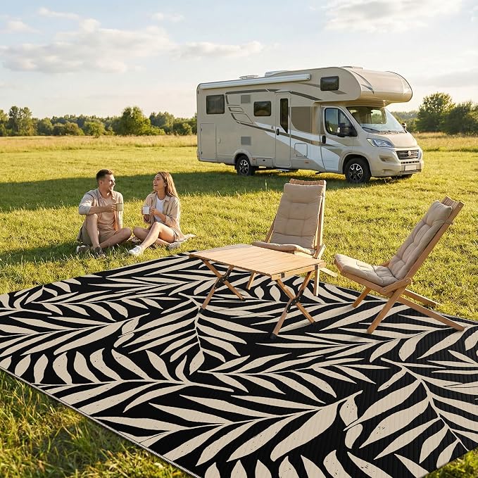 Smiry Outdoor Rug 5x8 ft, Waterproof Reversible Plastic Straw Rugs, Outdoor - Image 2