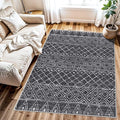 Black Non Slip Moroccan 3x4 Washable Area Rug | Soft Stain-resistant Mat by BYYVOORugsforYourHome