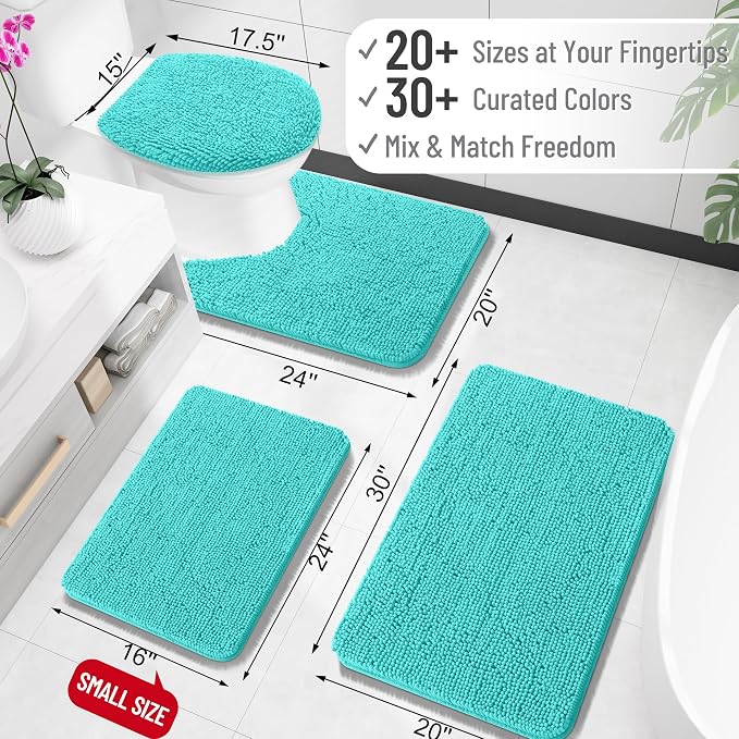 OLANLY Small Bathroom Rugs 24x16, Extra Soft Absorbent Chenille Bath Rugs - Image 2