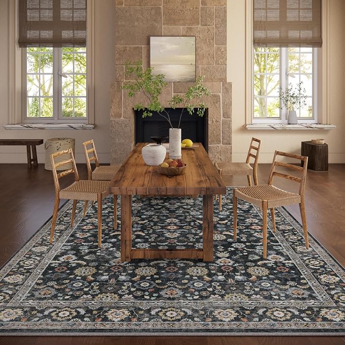 Washable Area Rugs for Living Room: 8x10 Bedroom Rug Vintage Boho Area Rug - Image 5