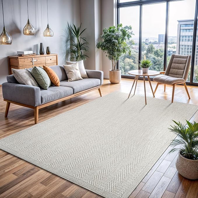CAMILSON Easy Jute Rug 6x9, Indoor Outdoor Off-White Color Fiber Area Rugs by CAMILSONIndoorOutdoorAreaRugs